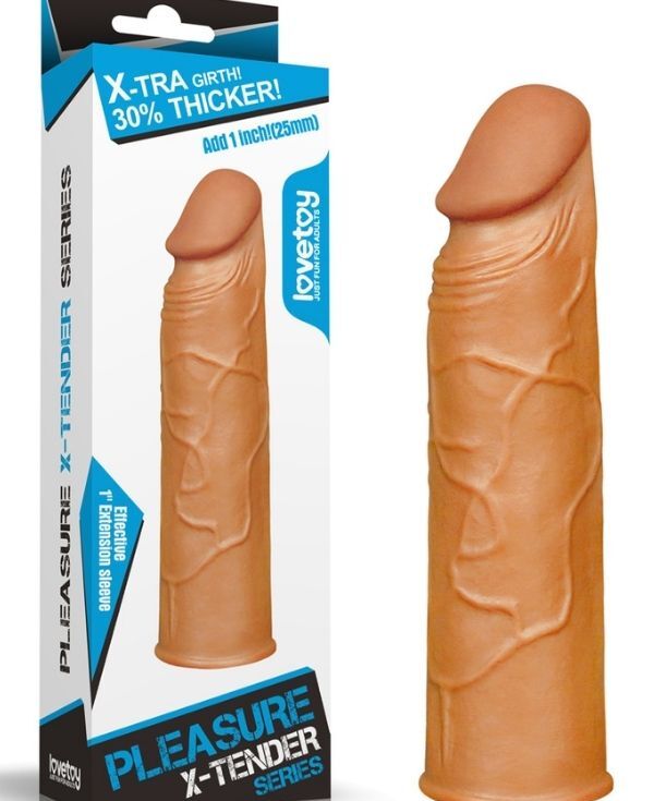 Censan Add 1" Pleasure X Tender Penis Sleeve Brown