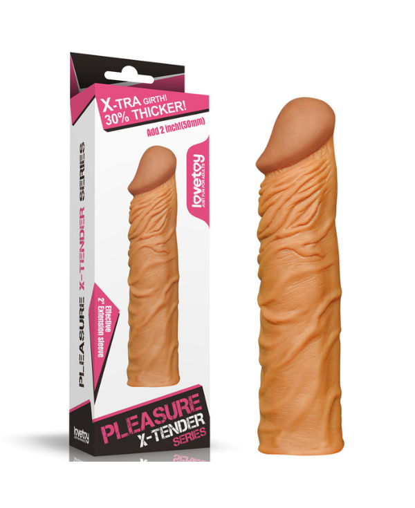 Censan Add 2" Pleasure X Tender Penis Sleeve Brown