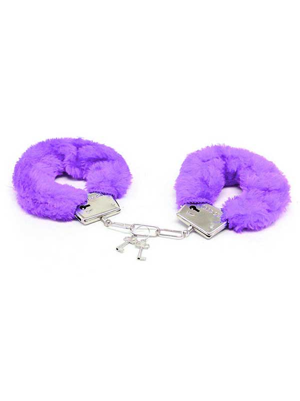 Censan Fetiş Fantezi Mor Peluşlu Metal Kelepçe - Görsel 2