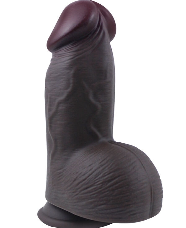 Censan Gerçekçi Tasarımlı Geniş Çaplı Vakum Tabanlı Silikon Dildo 21 cm Siyah