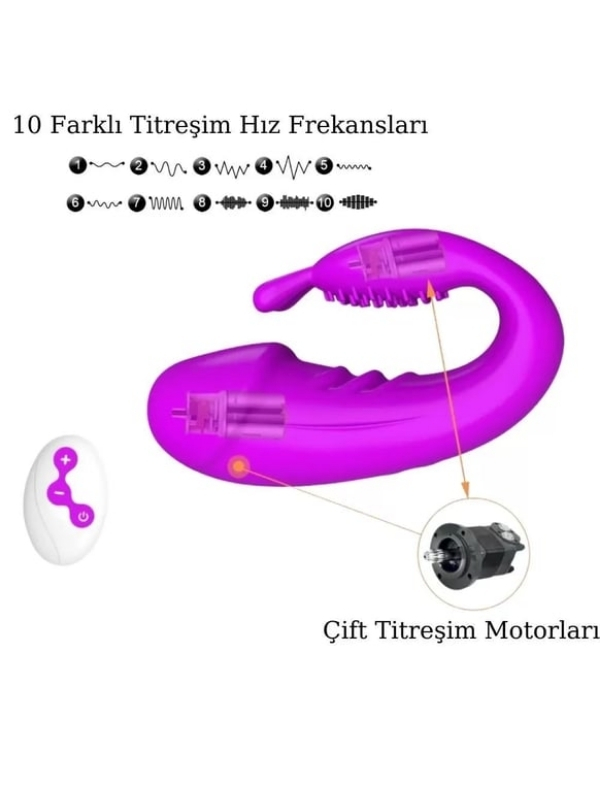 Censan Kablosuz Kumandalı Şarjlı 2 in 1 Giyilebilir Rabbit Mini Vibratör - Görsel 3