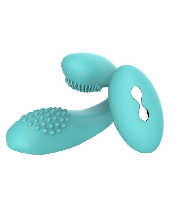 Censan Kablosuz Kumandalı Tırtıklı Klitoris ve G-Spot Uyarıcı 2 in 1 Çift C Vibratör