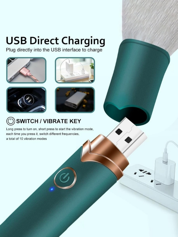 Censan USB Şarj Edilebilir 10 Hızlı Silikon Makyaj Fırçası - Görsel 5