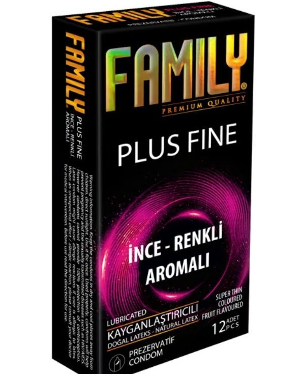 Family Plus Fine - Süper İnce, Renkli Ve Meyve Aromalı - Renkli Geceler Prezervatif