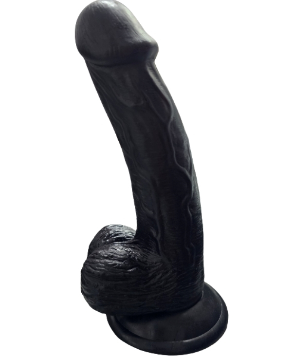 Gerçekçi Testisli Siyah Dildo 19 cm
